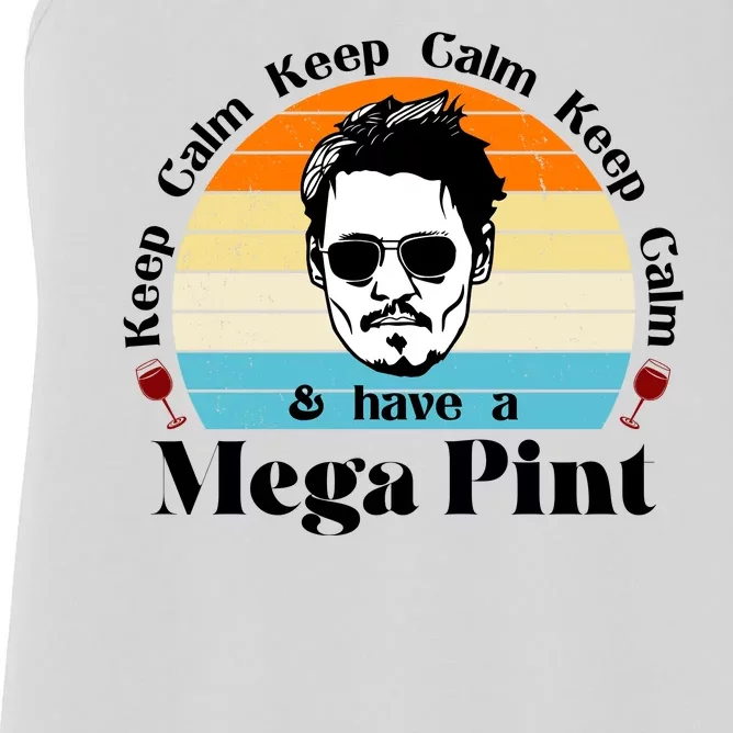 Keep Calm And Have A Mega Pint Johnny Depp Funny Women's Racerback Tank