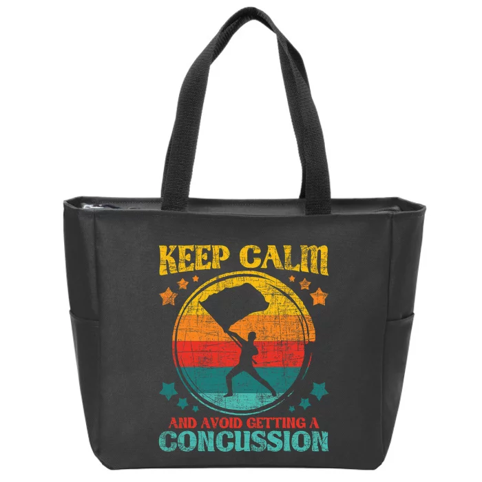 Keep Calm And Avoid Getting A Concussion - Retro Colorguard Zip Tote Bag