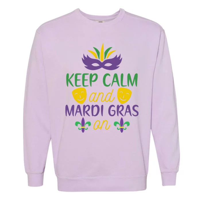 Keep Calm And Mardi Gras On Garment-Dyed Sweatshirt