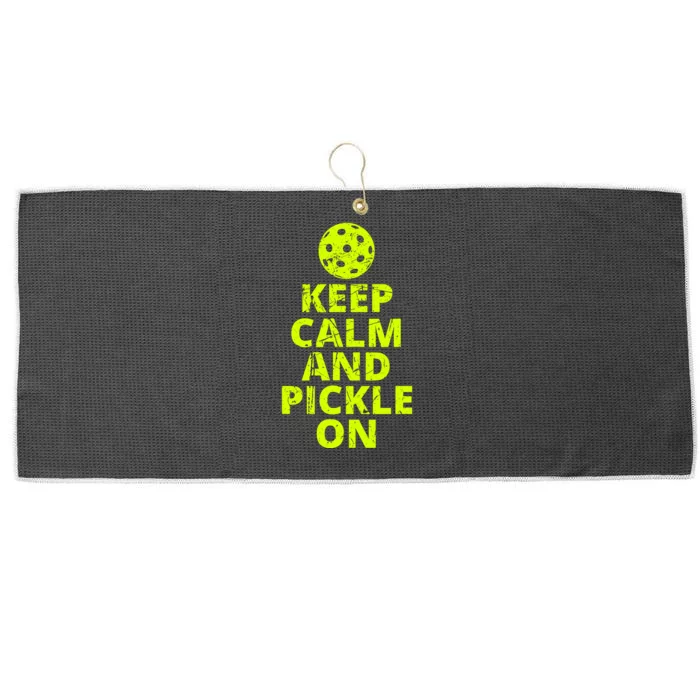 Keep Calm And Pickle On Pickleball Large Microfiber Waffle Golf Towel