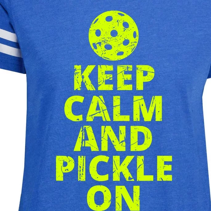 Keep Calm And Pickle On Pickleball Enza Ladies Jersey Football T-Shirt