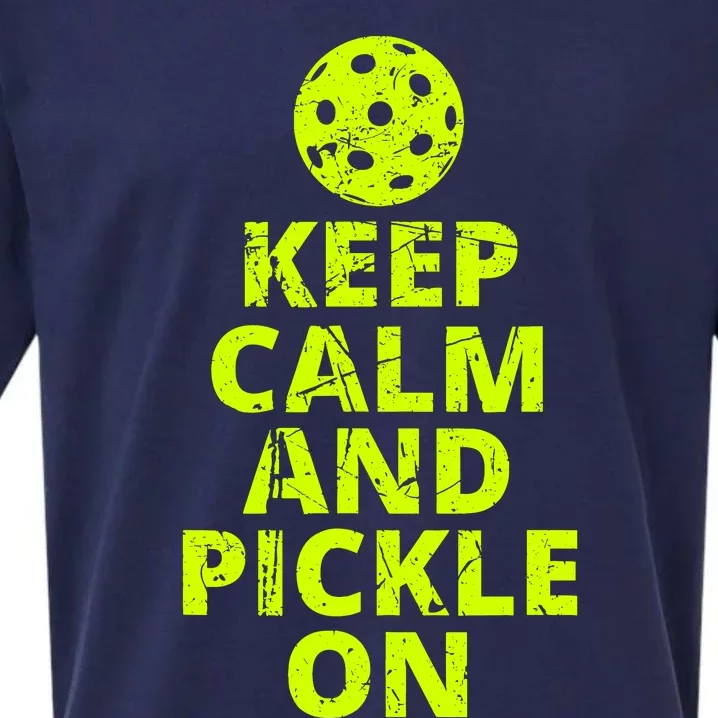 Keep Calm And Pickle On Pickleball Sueded Cloud Jersey T-Shirt