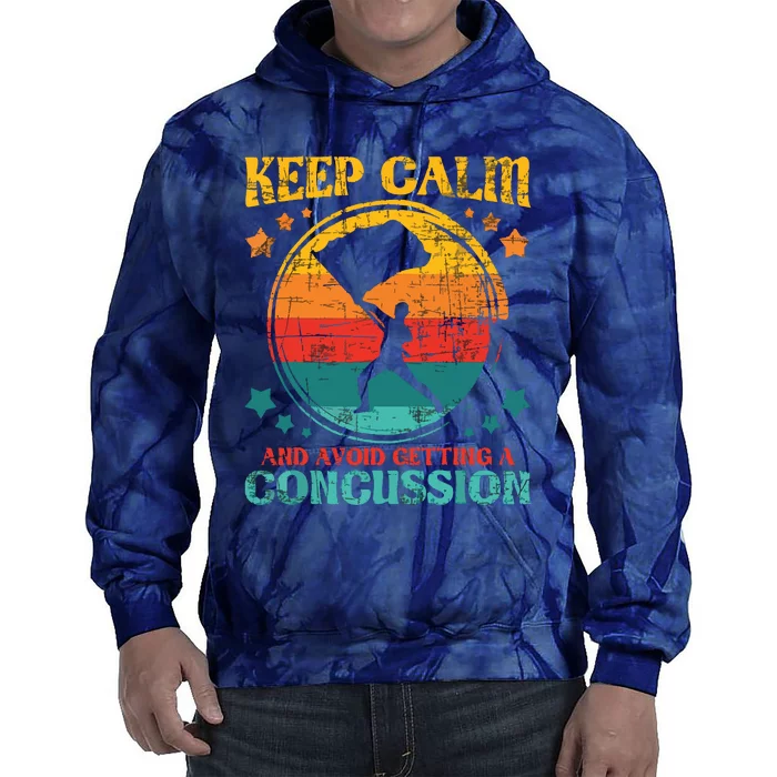 Keep Calm And Avoid Getting A Concussion Retro Colorguard Tie Dye Hoodie