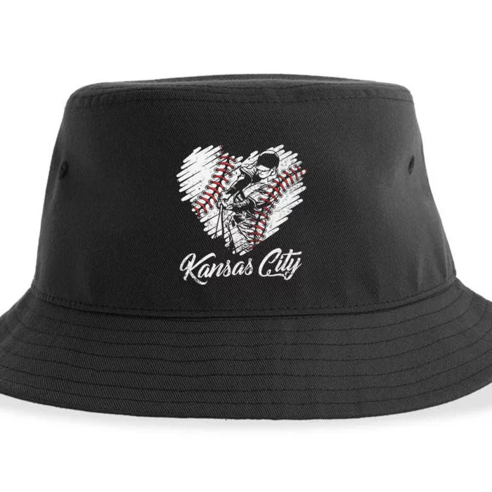 Kansas City Baseball Heart Distressed Sustainable Bucket Hat