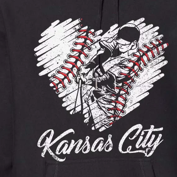 Kansas City Baseball Heart Distressed Premium Hoodie