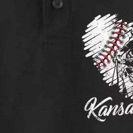 Kansas City Baseball Heart Distressed Dry Zone Grid Performance Polo