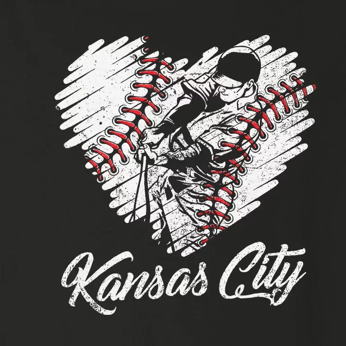 Kansas City Baseball Heart Distressed Toddler Long Sleeve Shirt