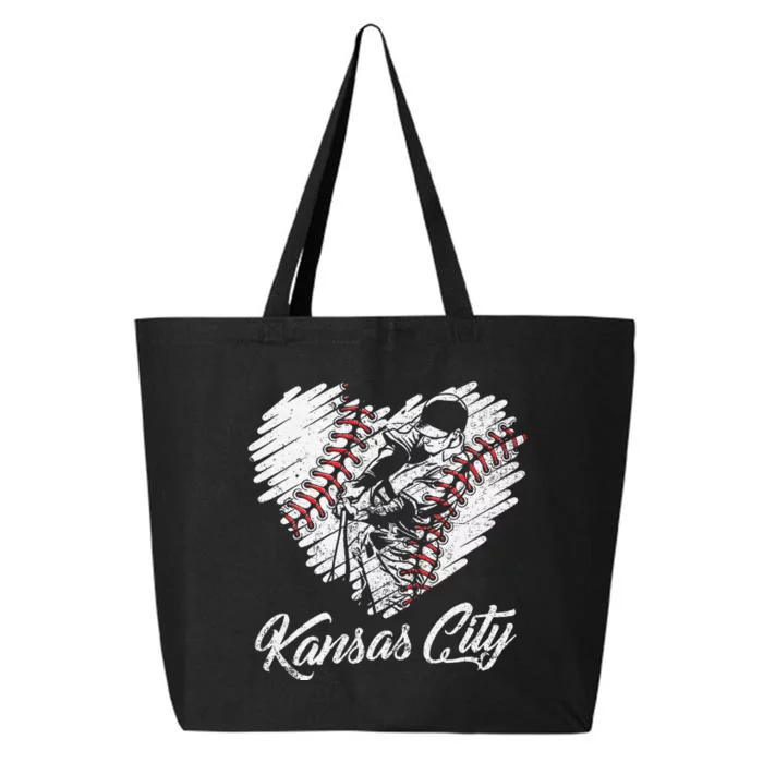 Kansas City Baseball Heart Distressed Vintage Baseball 25L Jumbo Tote