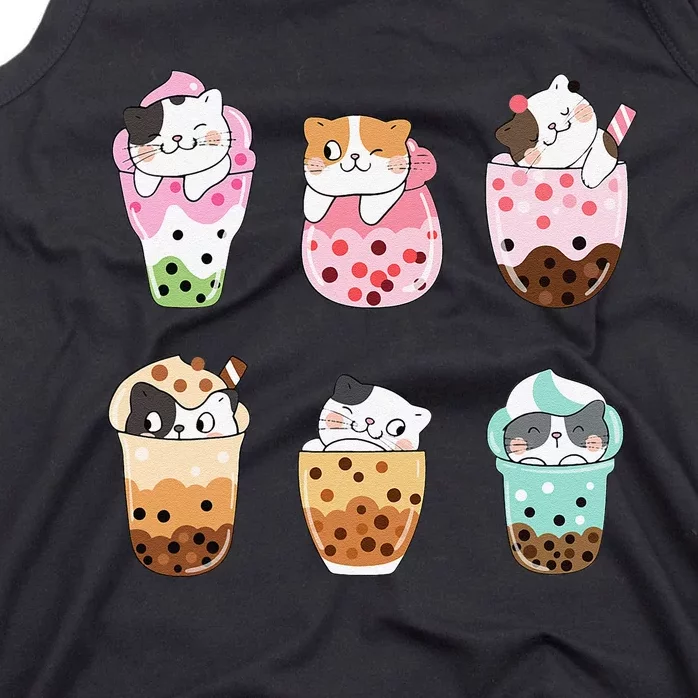 Kawaii Cat Boba Tea Bubble Tea Kawaii Japanese Anime Neko Tank Top