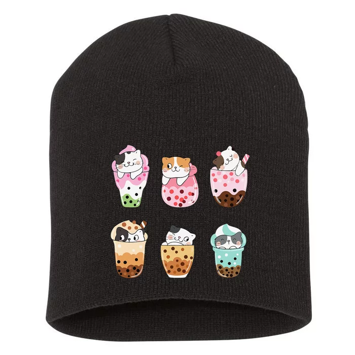 Kawaii Cat Boba Tea Bubble Tea Kawaii Japanese Anime Neko Short Acrylic Beanie