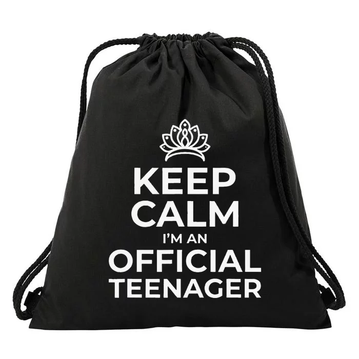 Keep Calm Birthday Nager 13th Funny Girl Drawstring Bag