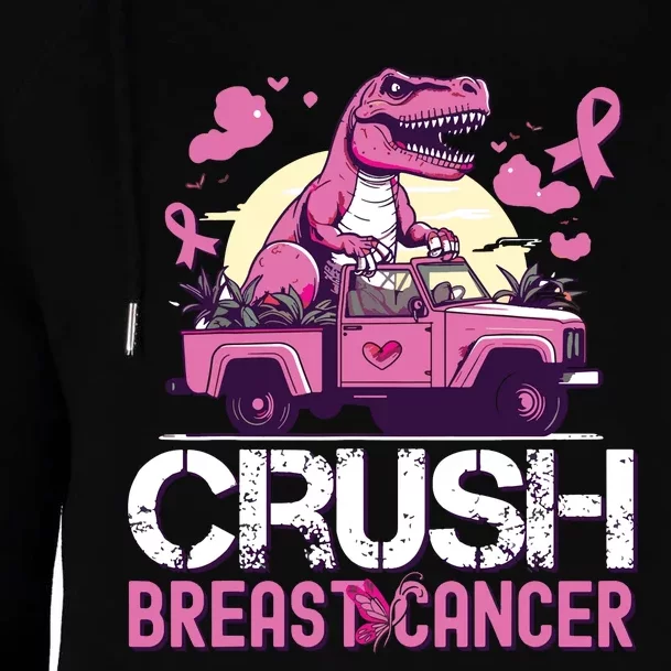 Kids Crush Breast Cancer Awareness Monster Truck Womens Funnel Neck Pullover Hood