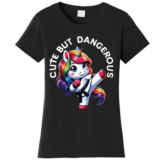 Karate Cute But Dangerous Taekwondo Unicorn Karate Women's T-Shirt