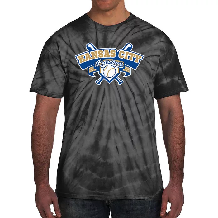 Kansas City Baseball Home Plate & Bat Script Gameday Fan Tie-Dye T-Shirt