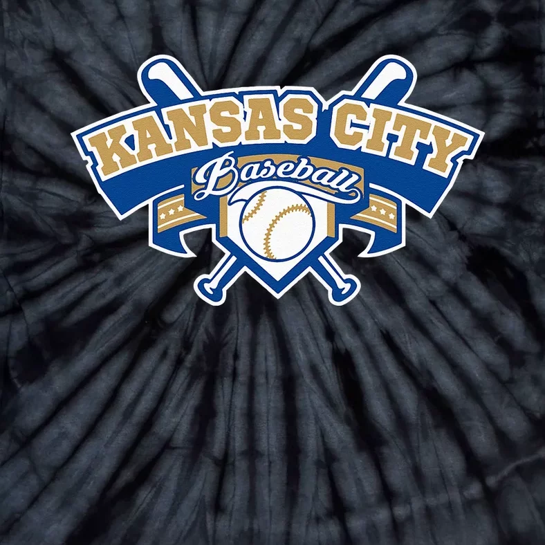 Kansas City Baseball Home Plate & Bat Script Gameday Fan Tie-Dye T-Shirt