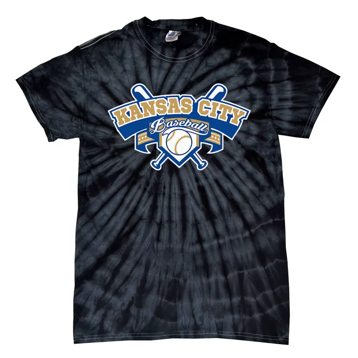 Kansas City Baseball Home Plate & Bat Script Gameday Fan Tie-Dye T-Shirt