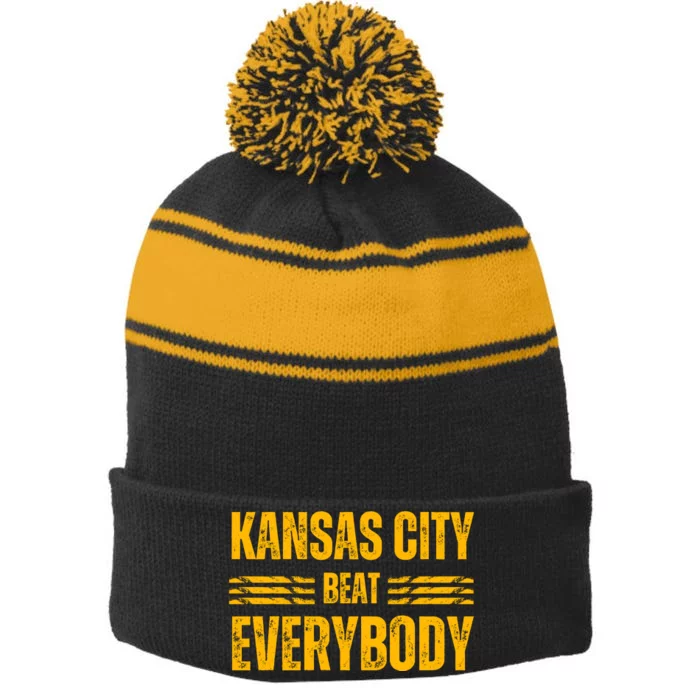 Kansas City Beat Everybody Stripe Pom Pom Beanie