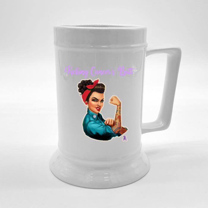 Kicking Cancers Butt Cancer Patients Cool Gift Front & Back Beer Stein