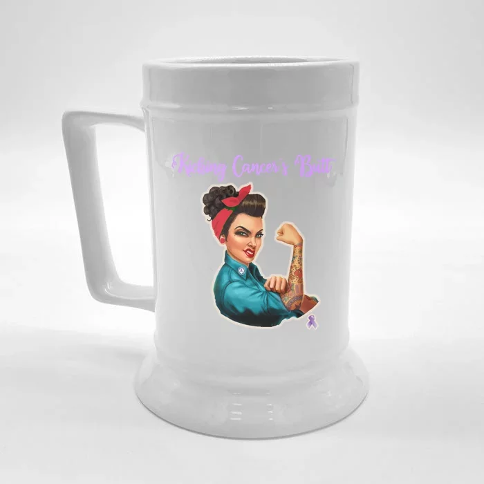 Kicking Cancers Butt Cancer Patients Cool Gift Front & Back Beer Stein