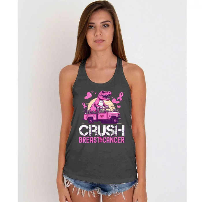 Kid Crush Breast Cancer Awareness Monster Truck Toddler Boy Women's Knotted Racerback Tank