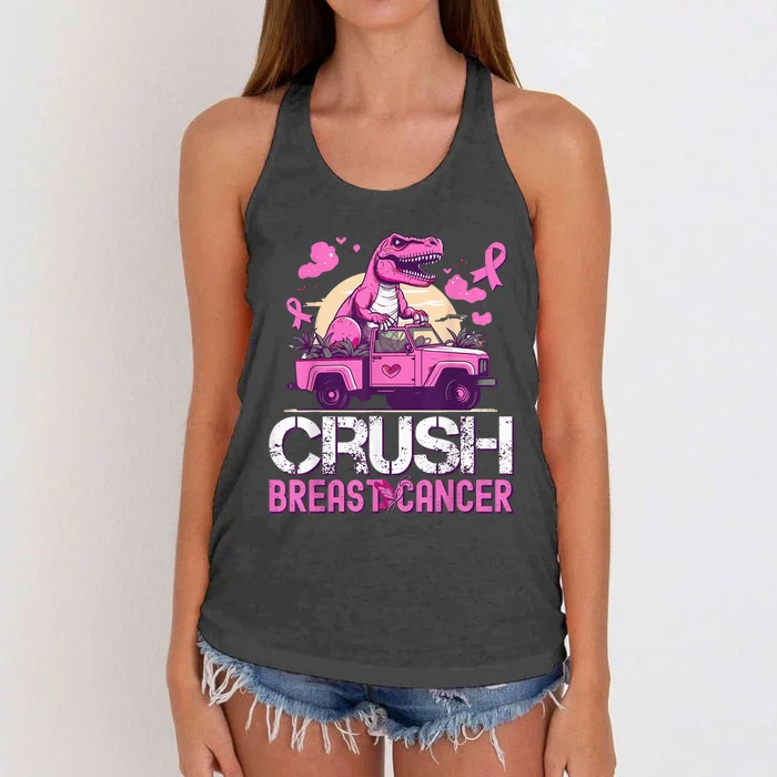 Kid Crush Breast Cancer Awareness Monster Truck Toddler Boy Women's Knotted Racerback Tank