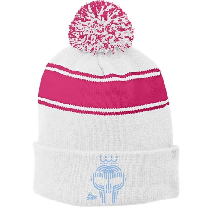 Kansas City Bombs Doom Mask Stripe Pom Pom Beanie