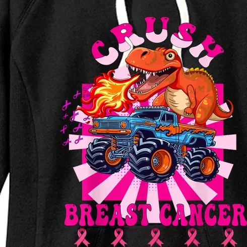 Kids Crush Breast Cancer Awareness Monster Truck Boy Women's Fleece Hoodie