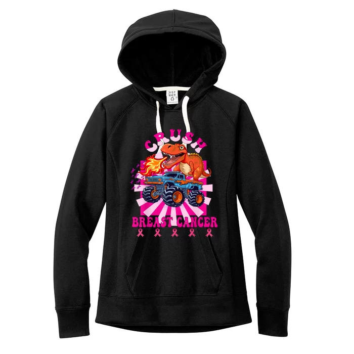 Kids Crush Breast Cancer Awareness Monster Truck Boy Women's Fleece Hoodie