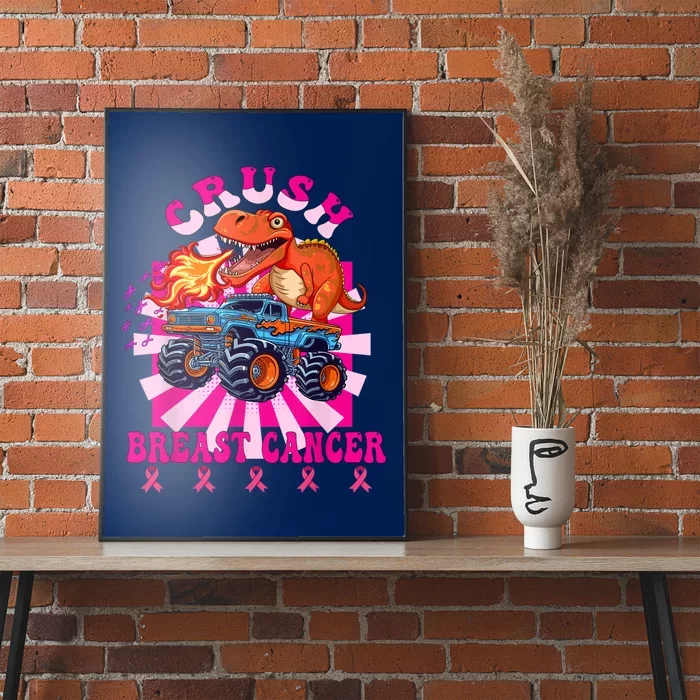 Kids Crush Breast Cancer Awareness Monster Truck Boy Poster