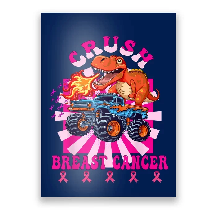 Kids Crush Breast Cancer Awareness Monster Truck Boy Poster