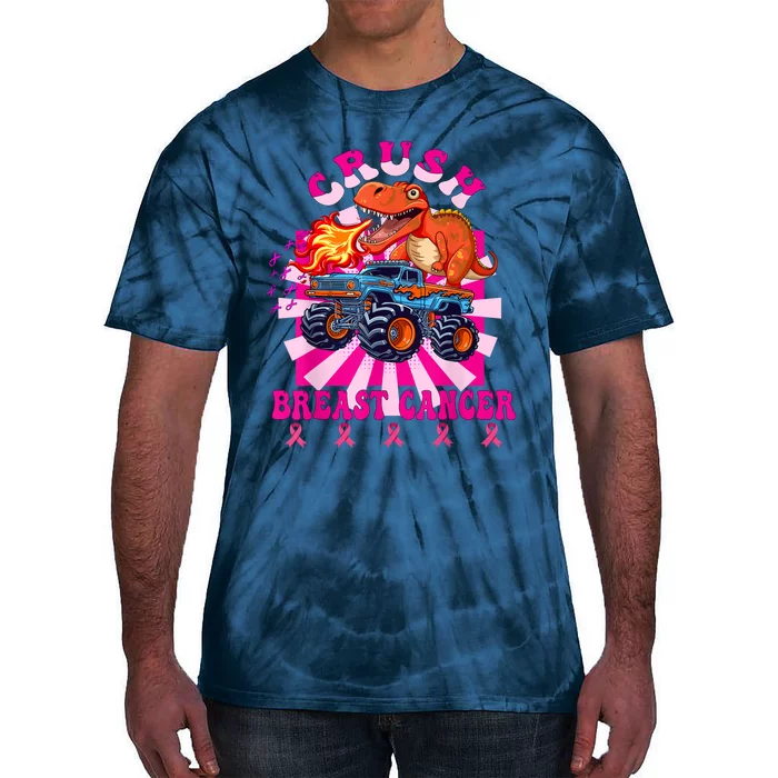 Kids Crush Breast Cancer Awareness Monster Truck Boy Tie-Dye T-Shirt