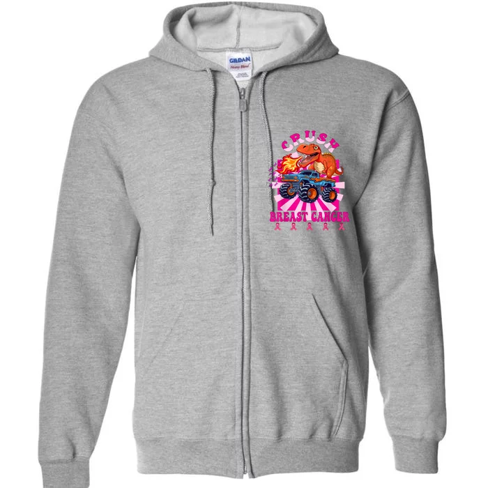 Kids Crush Breast Cancer Awareness Monster Truck Boy Full Zip Hoodie