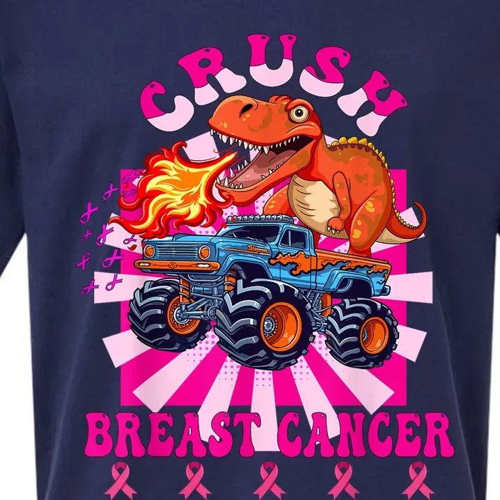 Kids Crush Breast Cancer Awareness Monster Truck Boy Sueded Cloud Jersey T-Shirt