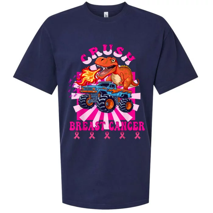 Kids Crush Breast Cancer Awareness Monster Truck Boy Sueded Cloud Jersey T-Shirt