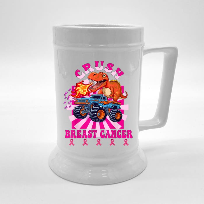 Kids Crush Breast Cancer Awareness Monster Truck Boy Front & Back Beer Stein