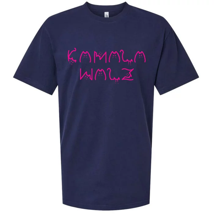 Kamala Cute Cat Letters Vote Kamala Walz 2024 Sueded Cloud Jersey T-Shirt