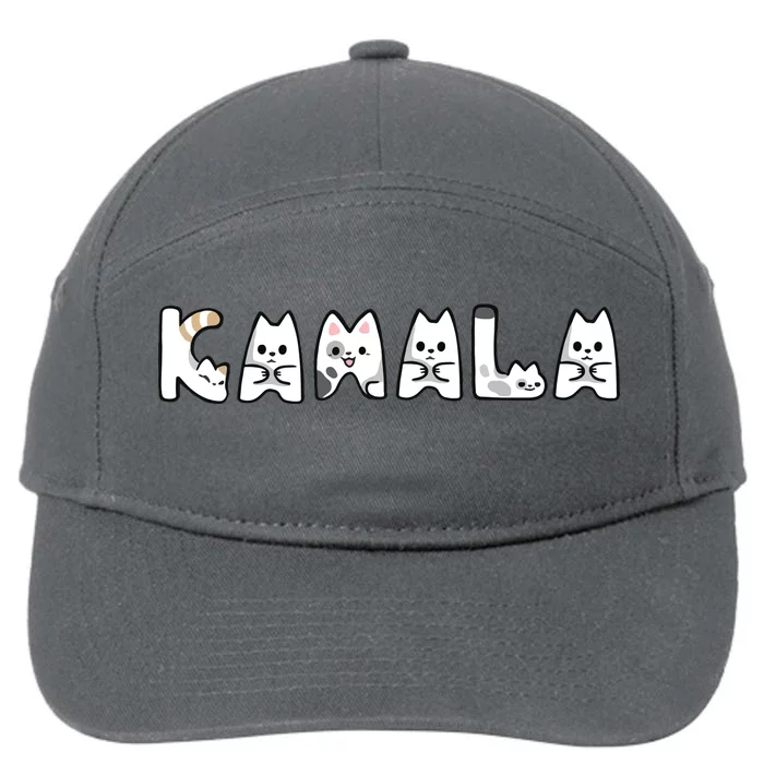 Kamala Cute Cat Lettering Alphabet Cat Lady Support Harris 7-Panel Snapback Hat