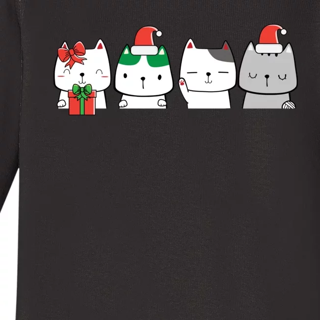 Kawaii Cat Christmas Cute Santa Hat Kittens Kitty Xmas Sweatshirt Baby Long Sleeve Bodysuit