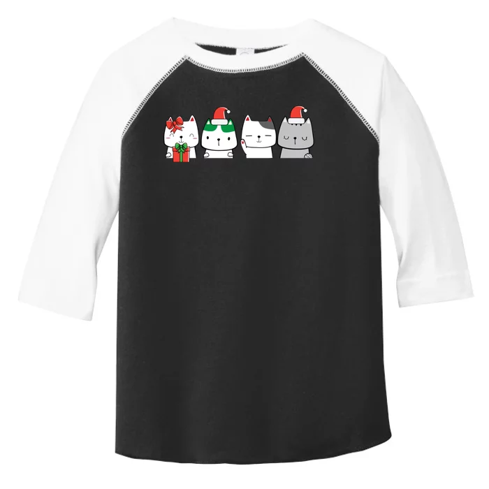 Kawaii Cat Christmas Cute Santa Hat Kittens Kitty Xmas Sweatshirt Toddler Fine Jersey T-Shirt