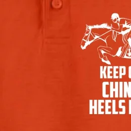 Keep Calm Chin Up Heels Down Equestrian Horse Jumping Gift Dry Zone Grid Performance Polo