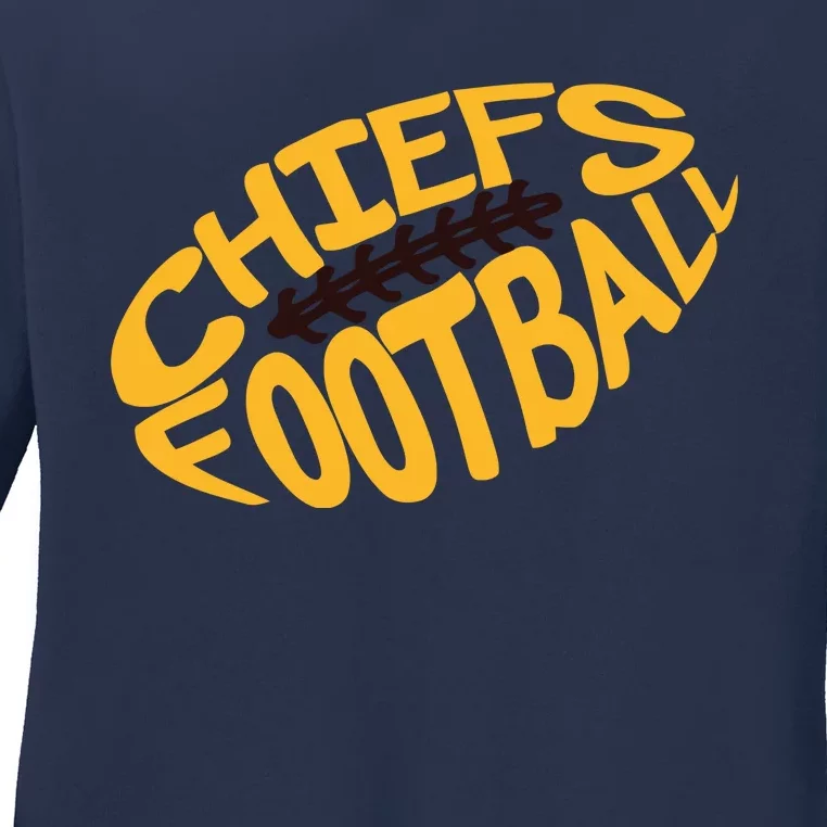 Kansas City Cool Football Chiefs Logo Ladies Long Sleeve Shirt