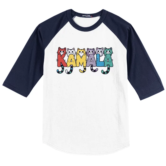 Kamala Cute Cats Colorful Gift Baseball Sleeve Shirt