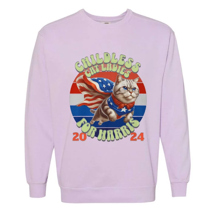 Kamala Childless Cat Ladies For Harris 2024 Garment-Dyed Sweatshirt