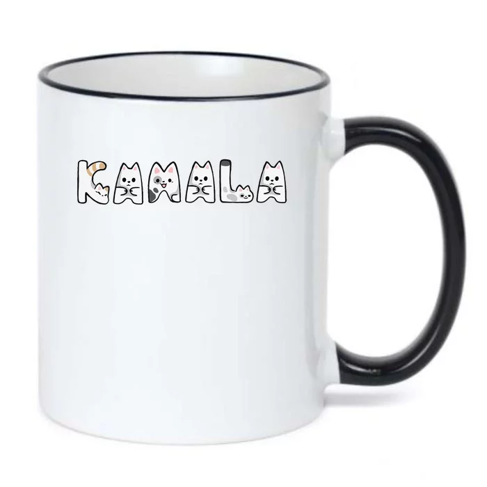 Kamala Cute Cat Lettering Alphabet Cat Lady Support Harris Gift Black Color Changing Mug