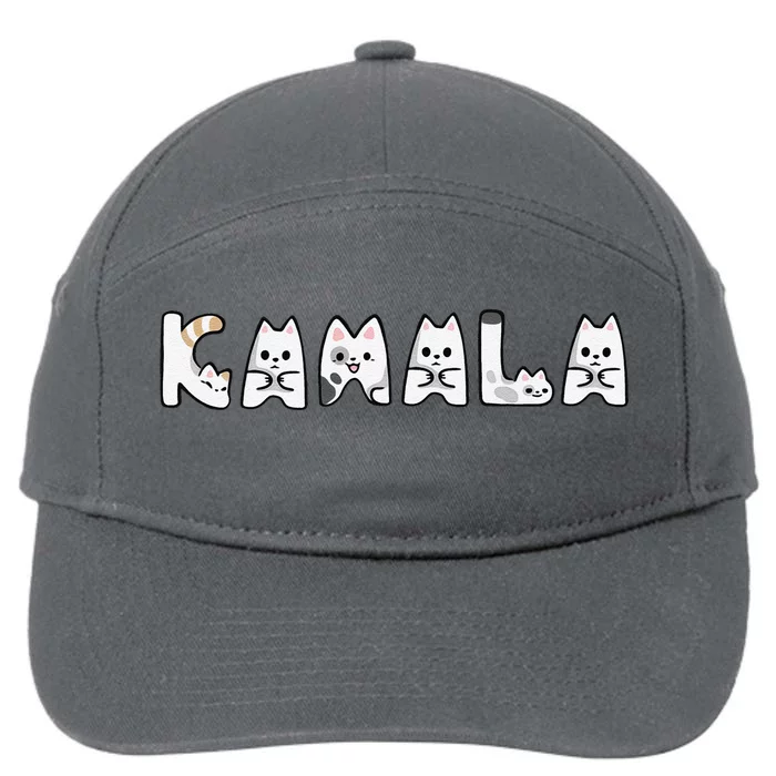 Kamala Cute Cat Lettering Alphabet Cat Lady Support Harris Gift 7-Panel Snapback Hat