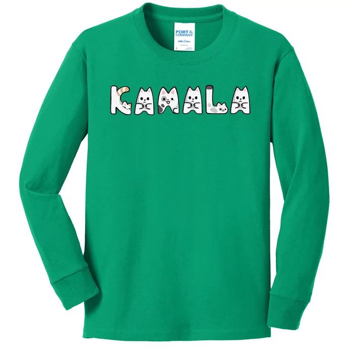 Kamala Cute Cat Lettering Alphabet Cat Lady Support Harris Gift Kids Long Sleeve Shirt