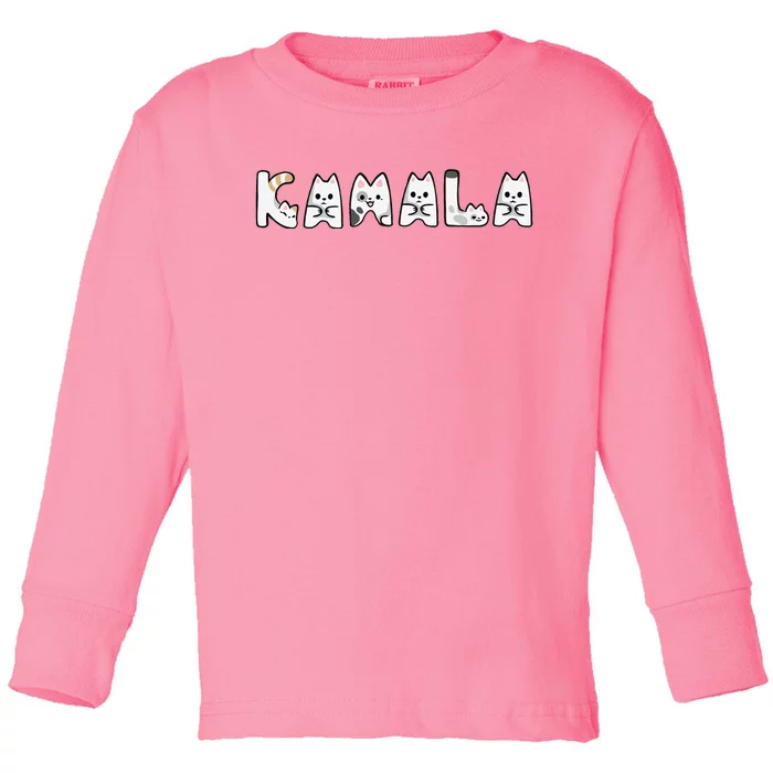 Kamala Cute Cat Lettering Alphabet Cat Lady Support Harris Gift Toddler Long Sleeve Shirt