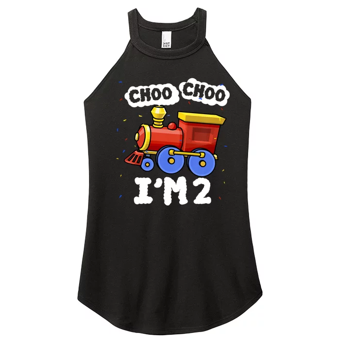 Kids Choo Choo Im 2 Train 2nd Birthday Decoration Party Women’s Perfect Tri Rocker Tank