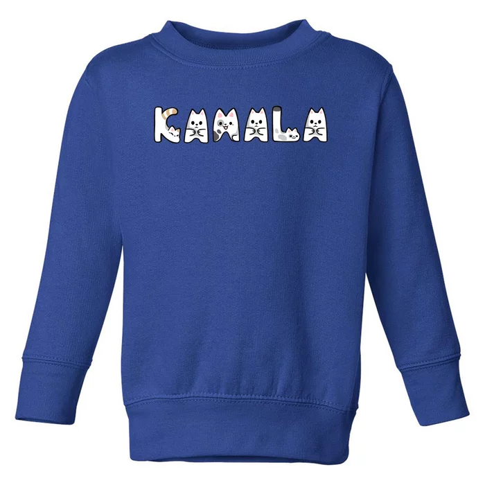 Kamala Cute Cat Lettering Alphabet Cat Lady Support Harris Toddler Sweatshirt