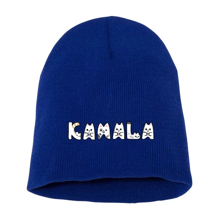 Kamala Cute Cat Lettering Alphabet Cat Lady Support Harris Short Acrylic Beanie